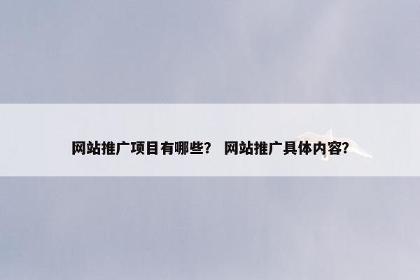 网站推广项目有哪些？ 网站推广具体内容？