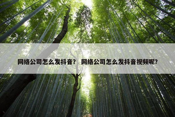 网络公司怎么发抖音？ 网络公司怎么发抖音视频呢？