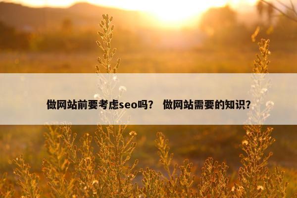 做网站前要考虑seo吗？ 做网站需要的知识？