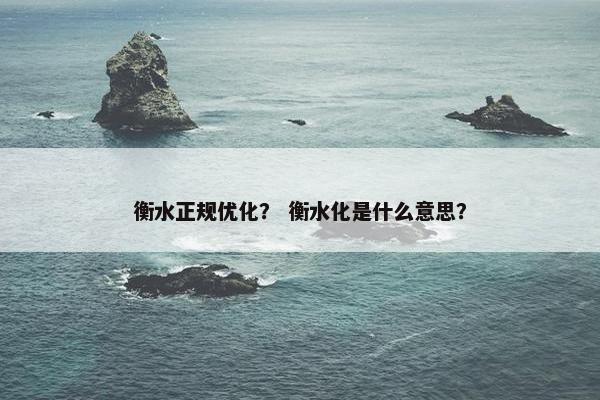 衡水正规优化？ 衡水化是什么意思？