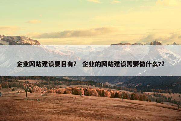 企业网站建设要目有？ 企业的网站建设需要做什么?？