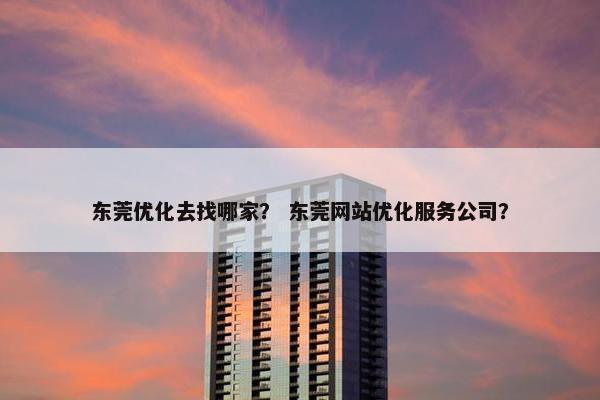 东莞优化去找哪家？ 东莞网站优化服务公司？