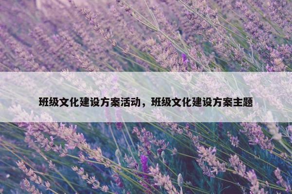 班级文化建设方案活动，班级文化建设方案主题