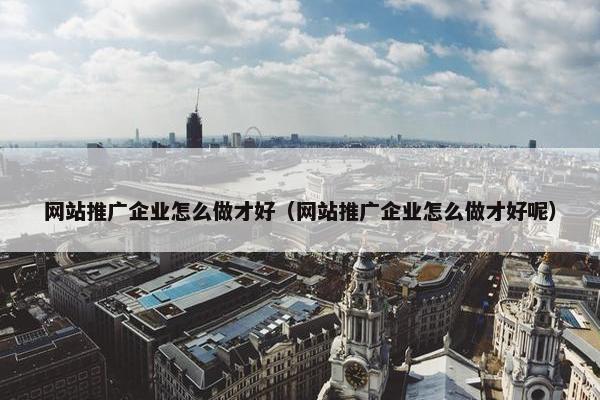 网站推广企业怎么做才好（网站推广企业怎么做才好呢）