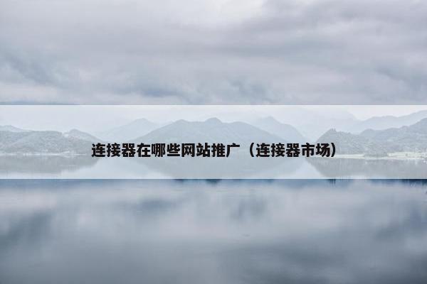 连接器在哪些网站推广（连接器市场）