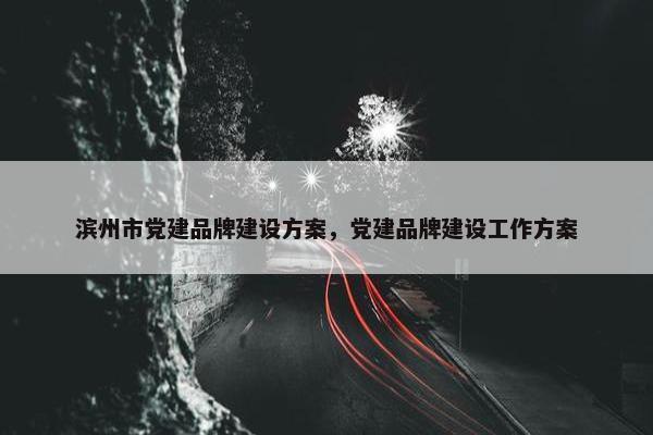 滨州市党建品牌建设方案，党建品牌建设工作方案