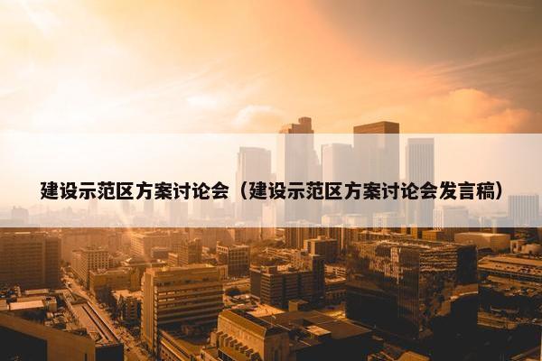 建设示范区方案讨论会（建设示范区方案讨论会发言稿）