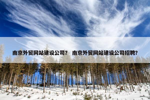 南京外贸网站建设公司？ 南京外贸网站建设公司招聘？