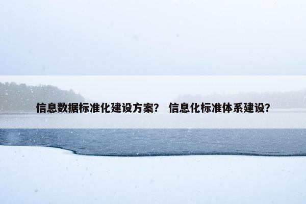 信息数据标准化建设方案？ 信息化标准体系建设？