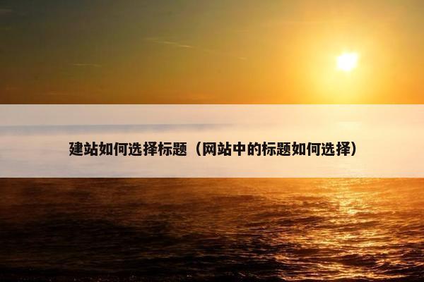 建站如何选择标题（网站中的标题如何选择）