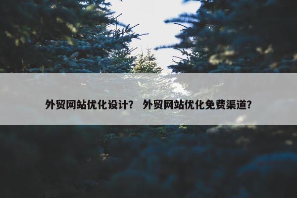 外贸网站优化设计？ 外贸网站优化免费渠道？