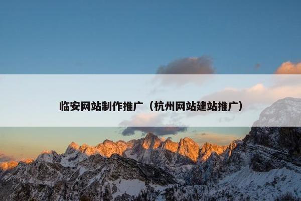 临安网站制作推广（杭州网站建站推广）