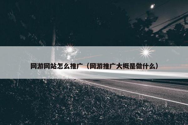 网游网站怎么推广（网游推广大概是做什么）