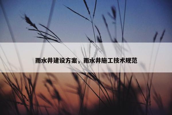 雨水井建设方案，雨水井施工技术规范
