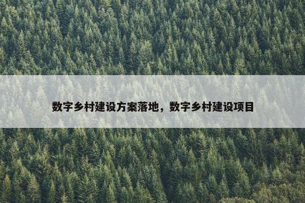 数字乡村建设方案落地，数字乡村建设项目