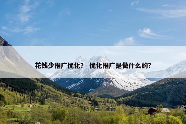 花钱少推广优化？ 优化推广是做什么的？
