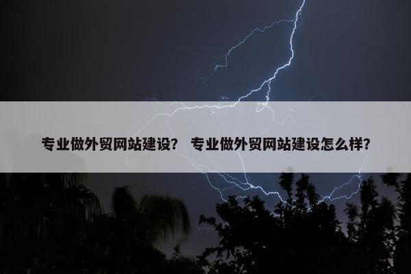 专业做外贸网站建设？ 专业做外贸网站建设怎么样？