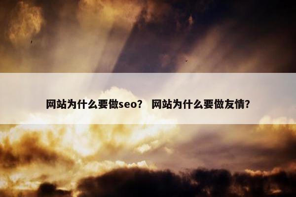 网站为什么要做seo？ 网站为什么要做友情？