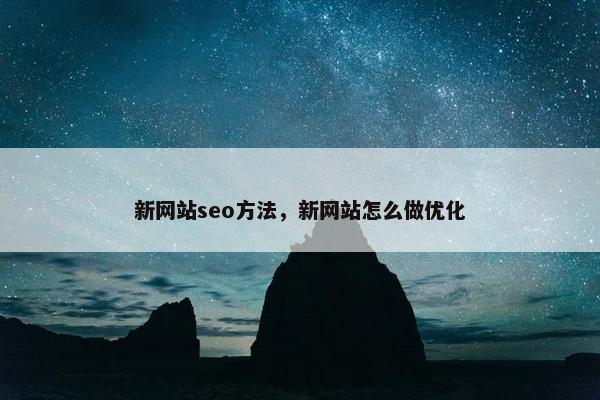新网站seo方法，新网站怎么做优化