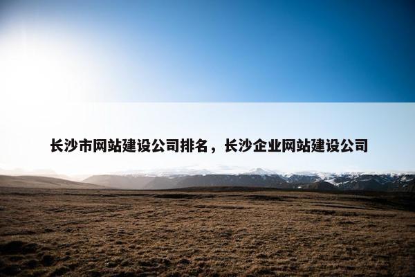 长沙市网站建设公司排名，长沙企业网站建设公司