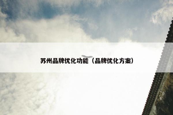 苏州品牌优化功能（品牌优化方案）