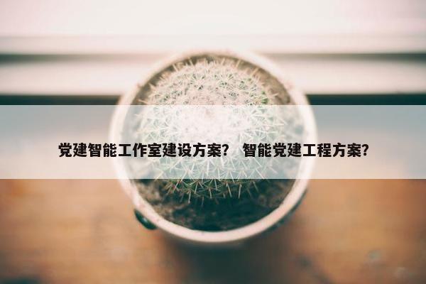 党建智能工作室建设方案？ 智能党建工程方案？