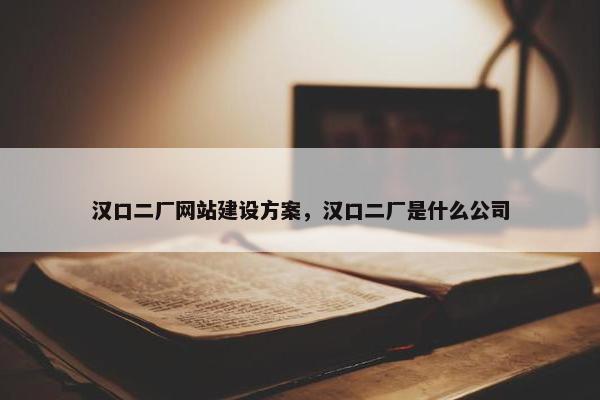 汉口二厂网站建设方案，汉口二厂是什么公司