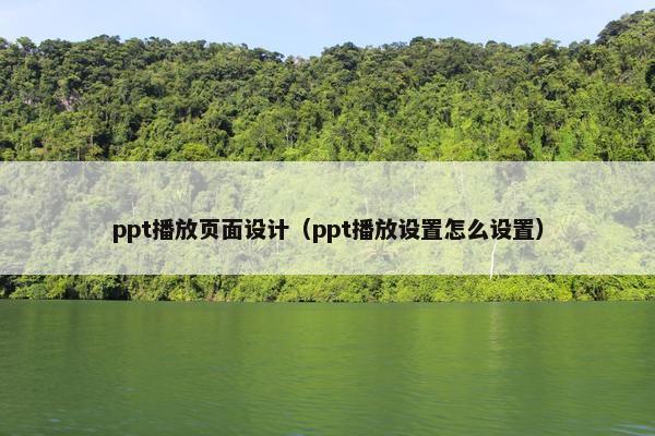ppt播放页面设计（ppt播放设置怎么设置）