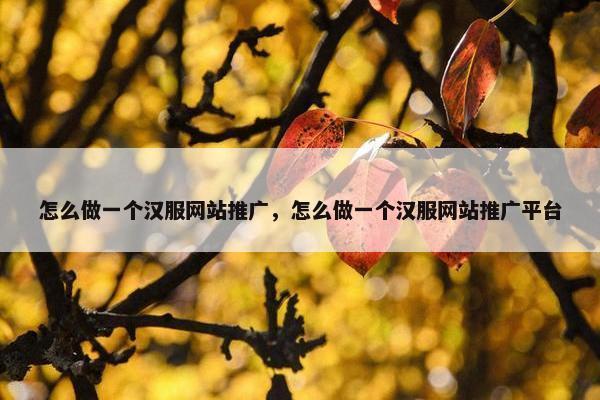 怎么做一个汉服网站推广，怎么做一个汉服网站推广平台