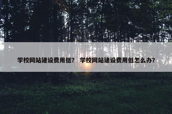 学校网站建设费用低？ 学校网站建设费用低怎么办？