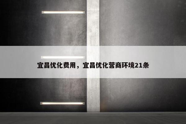 宜昌优化费用，宜昌优化营商环境21条