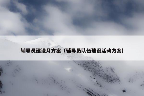 辅导员建设月方案（辅导员队伍建设活动方案）