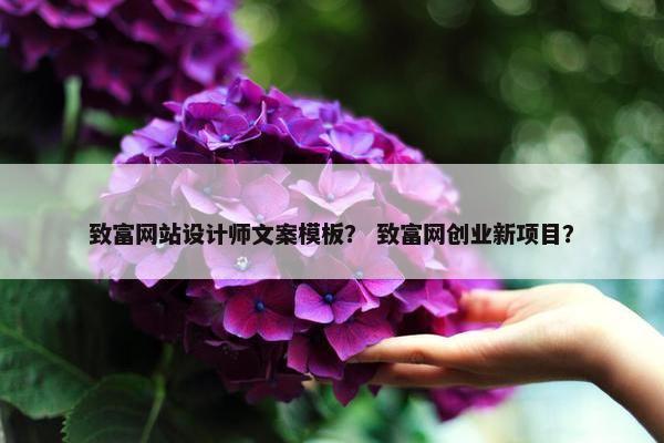 致富网站设计师文案模板？ 致富网创业新项目？