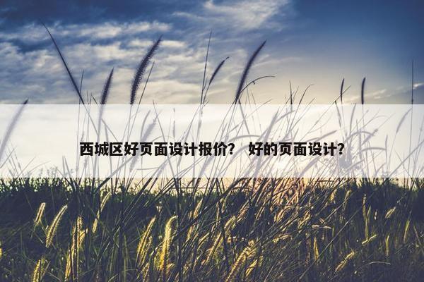 西城区好页面设计报价？ 好的页面设计？