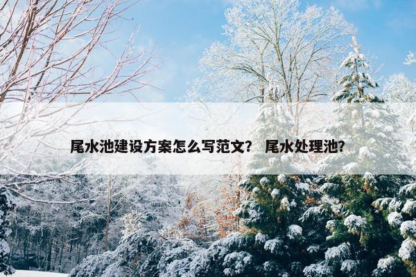 尾水池建设方案怎么写范文？ 尾水处理池？