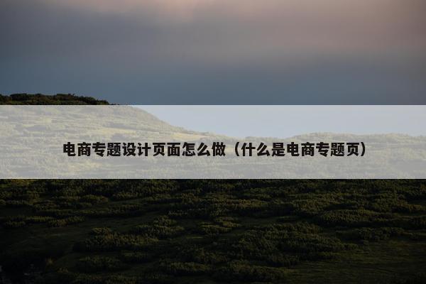 电商专题设计页面怎么做（什么是电商专题页）
