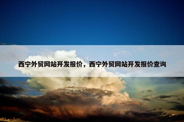 西宁外贸网站开发报价，西宁外贸网站开发报价查询