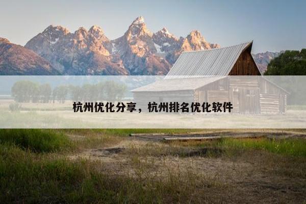 杭州优化分享，杭州排名优化软件
