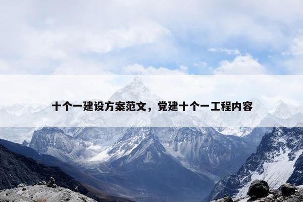 十个一建设方案范文，党建十个一工程内容