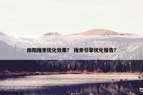 南阳搜索优化效果？ 搜索引擎优化报告？