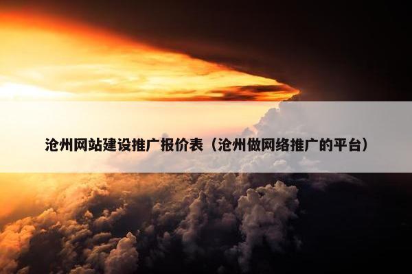 沧州网站建设推广报价表（沧州做网络推广的平台）