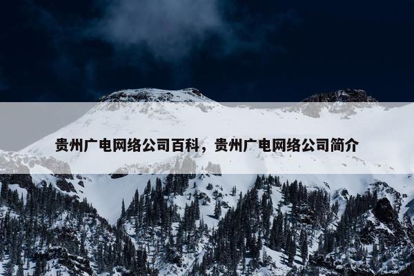 贵州广电网络公司百科，贵州广电网络公司简介