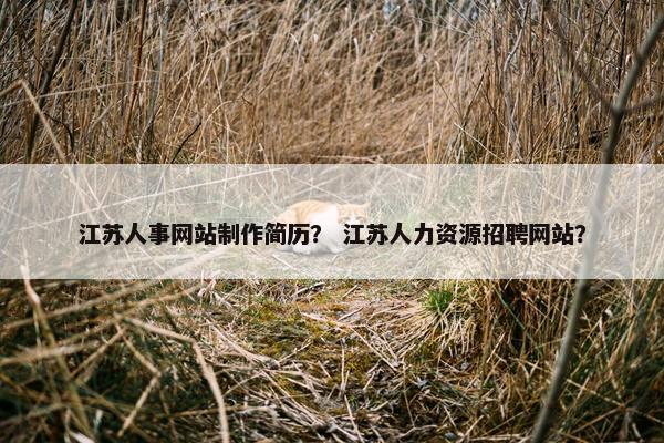 江苏人事网站制作简历？ 江苏人力资源招聘网站？
