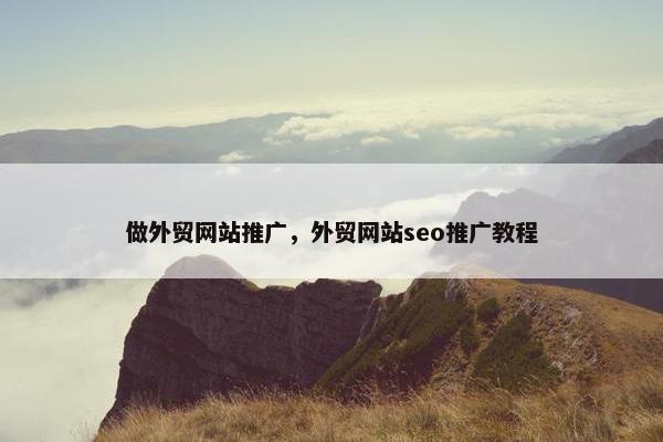 做外贸网站推广，外贸网站seo推广教程