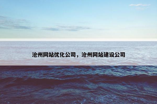 沧州网站优化公司，沧州网站建设公司