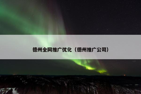 德州全网推广优化（德州推广公司）