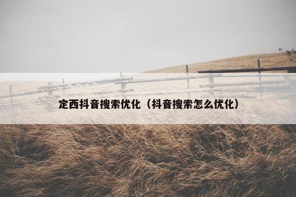 定西抖音搜索优化（抖音搜索怎么优化）