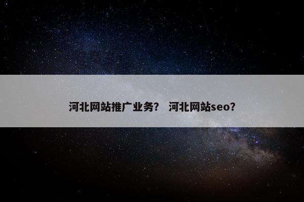 河北网站推广业务？ 河北网站seo？