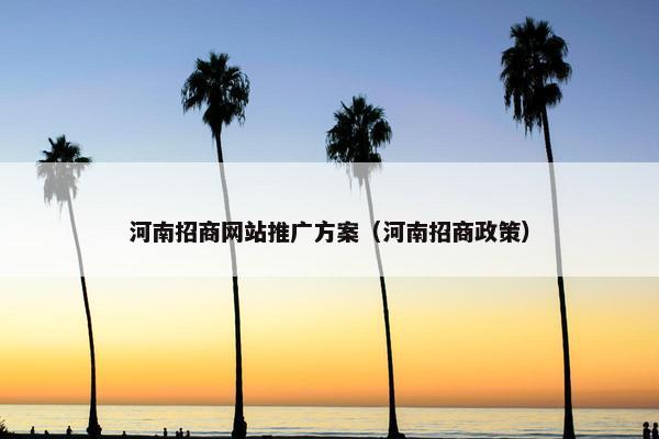 河南招商网站推广方案（河南招商政策）