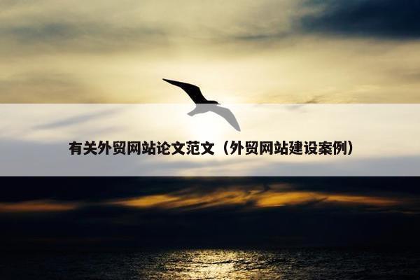 有关外贸网站论文范文（外贸网站建设案例）